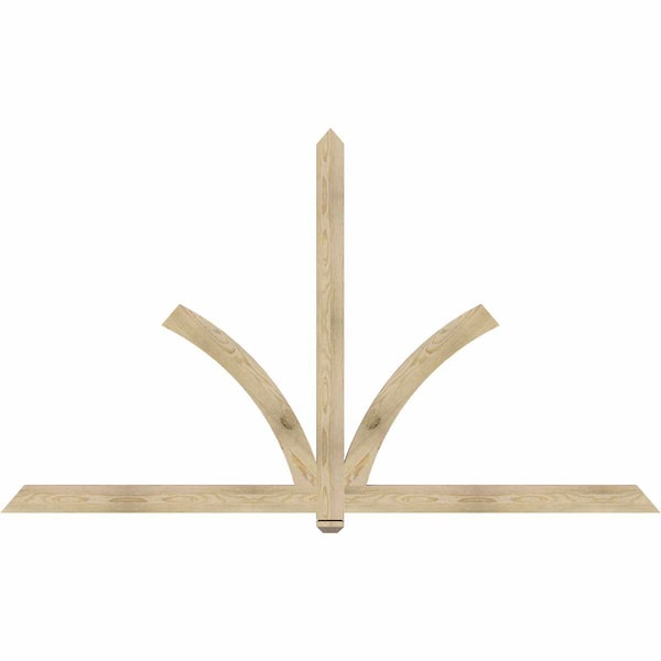 Ekena Millwork Redmond Rough Sawn Timber Gable Bracket, Douglas Fir, 96"W x 56"H x 2"D x 4"F, 14/12 Pitch GBW096X56X0204RED00RDF - main